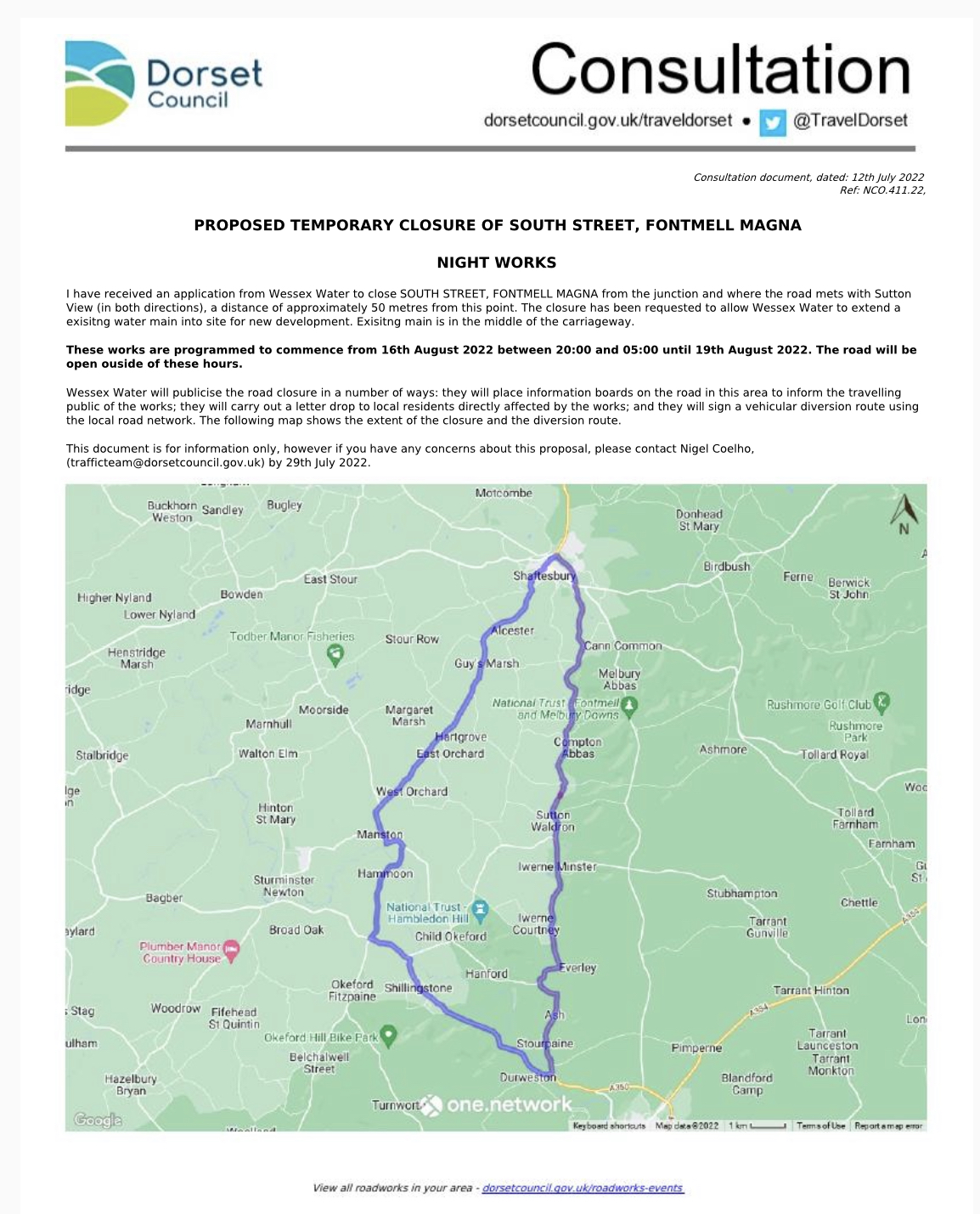 Proposed temporary Closure